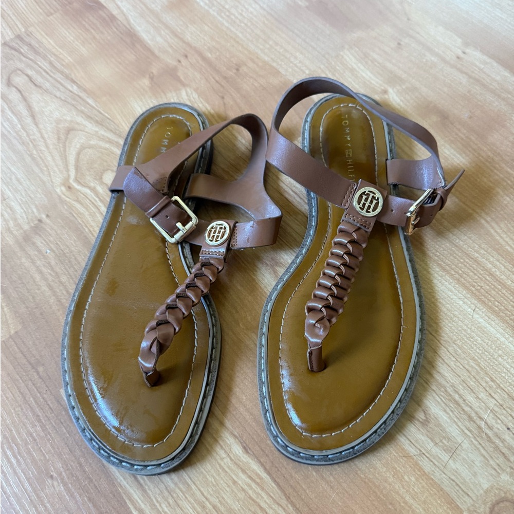 Tommy Hilfiger Tan Leather Sandals
